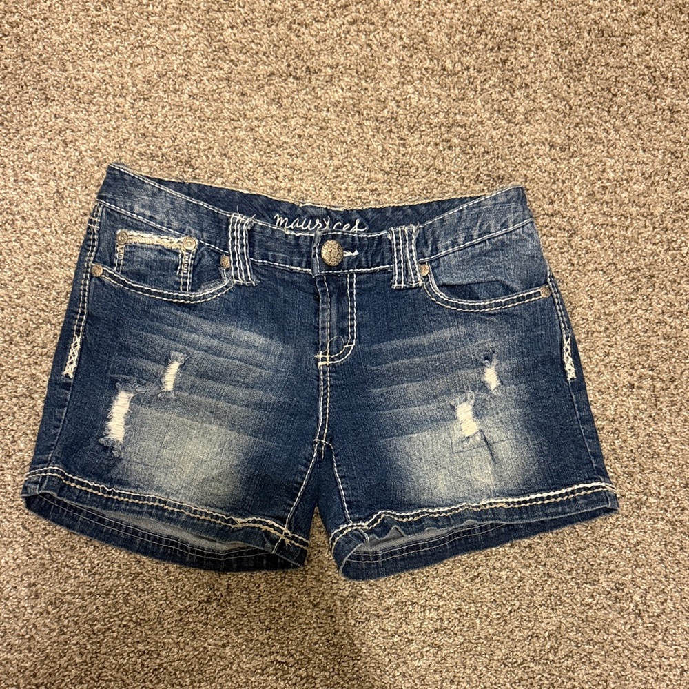 Maurices Distressed Indigo Denim Shorts